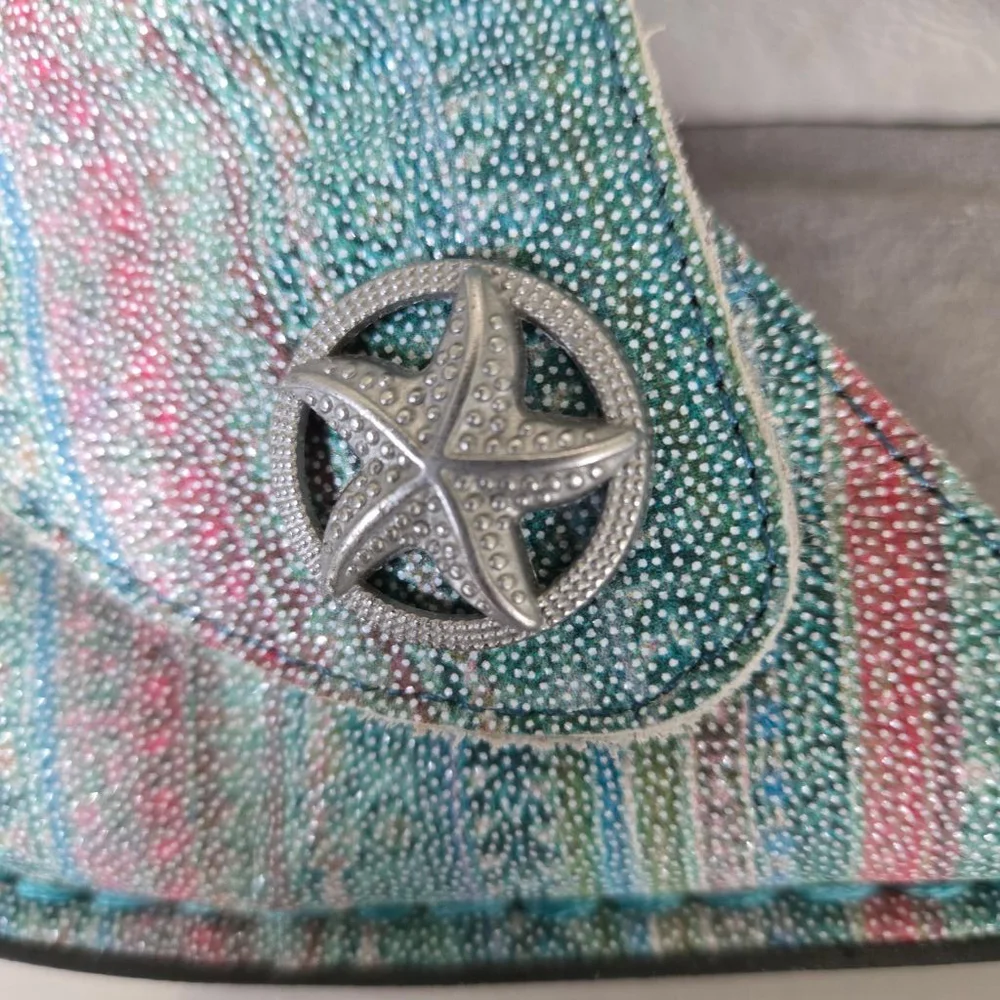 Women's Alegria Kylee Starfish Seascape Leather Slide Sandals Size 37